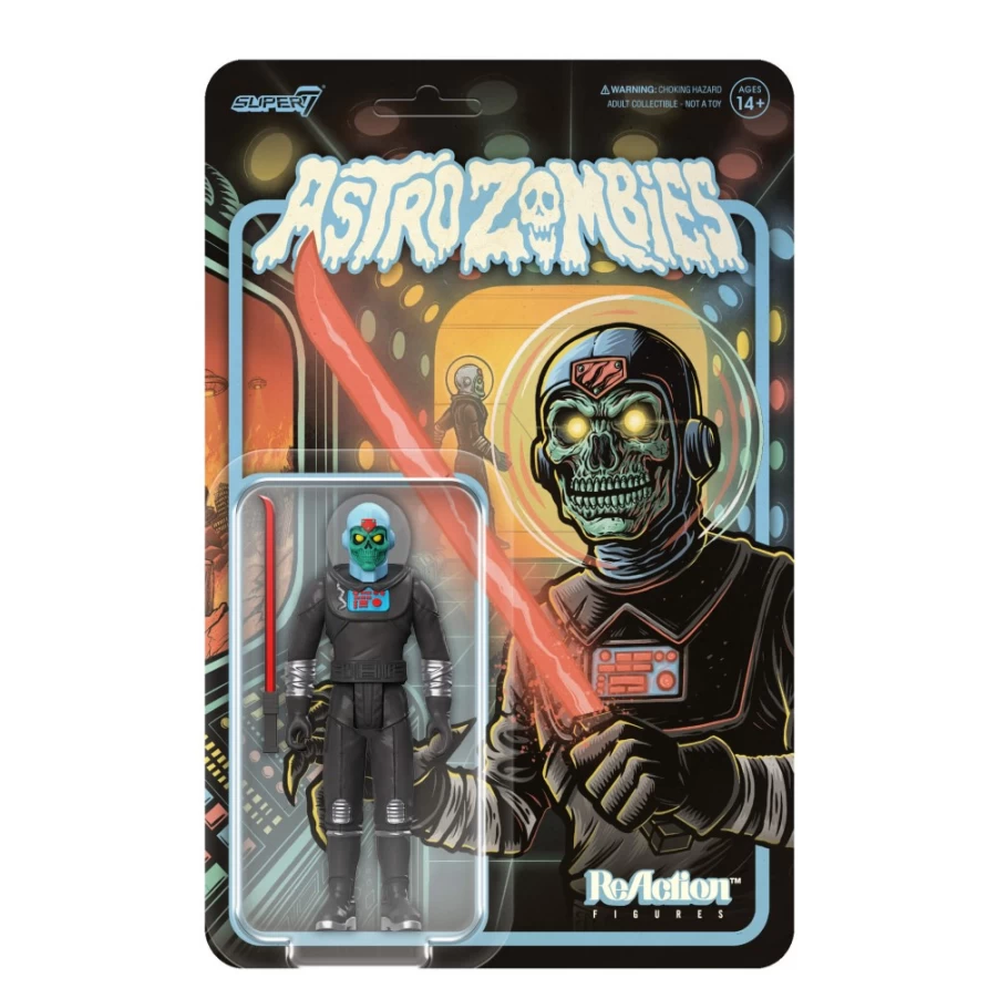 Super7 Astro Zombies Wave 2 Reaction Figure - Black/Silver Astro Zombie Collectible Toy