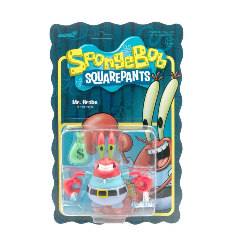 Super7 Mr. Krabs Action Figure - SpongeBob SquarePants Reaction Wave 1 Collectible