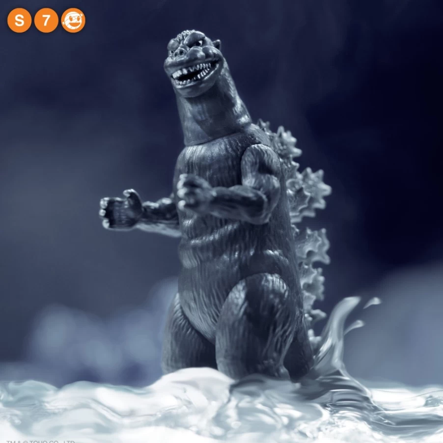 Super7 Nycc 2022 Exclusive Godzilla 1954 Silver Screen Figure with Oxygen Bomb - Toho Reaction Series