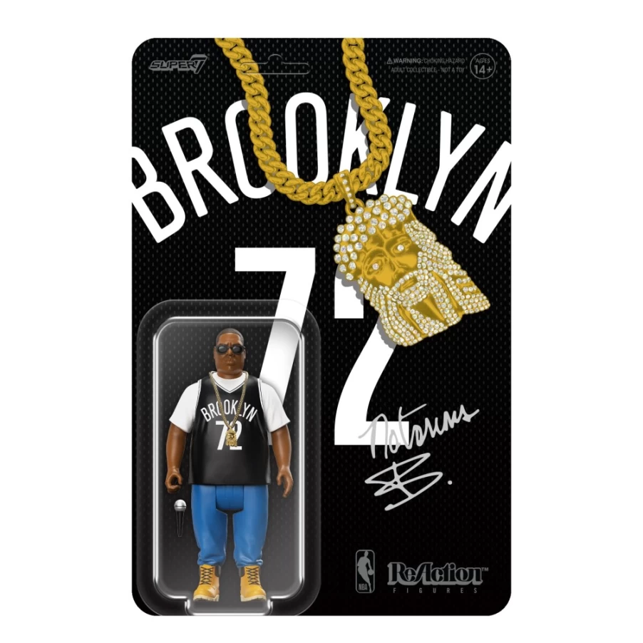 Super7 Notorious B.I.G. Reaction Wave 2 Biggie Smalls Brooklyn Jersey Collectible Figure