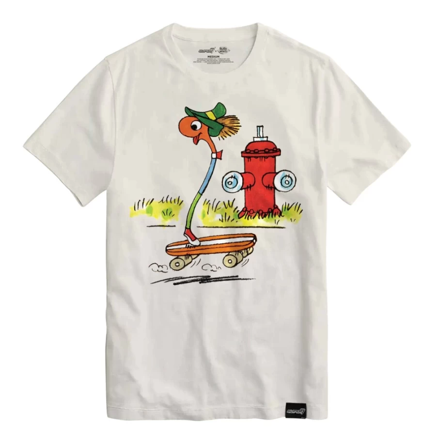 Super7 Richard Scarry Lowly Worm Graphic Skateboarding T-Shirt for Fans