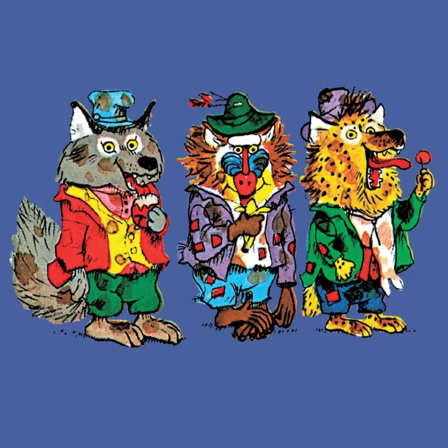 Super7 Richard Scarry Wolfgang Wolf Barry Baboon Harry Hyena Vintage Cartoon Graphic T-Shirt