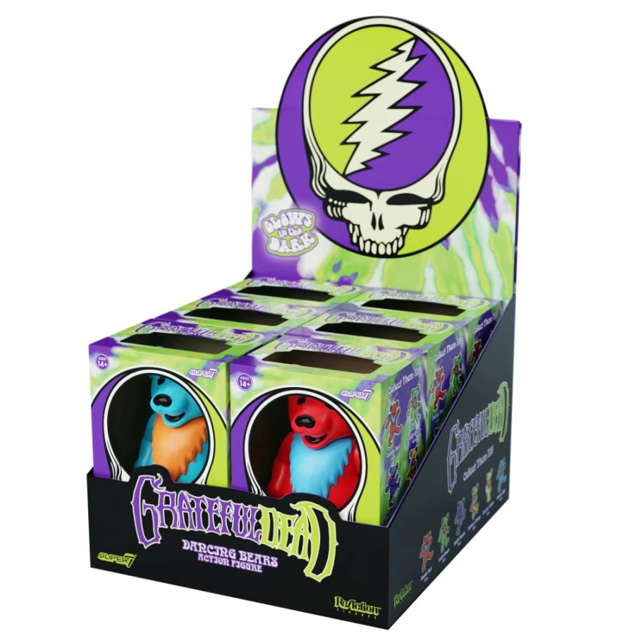Super7 Grateful Dead Reaction Wave 3 - Glow in the Dark Dancing Bears Collectible Figure Set (6 Pieces)