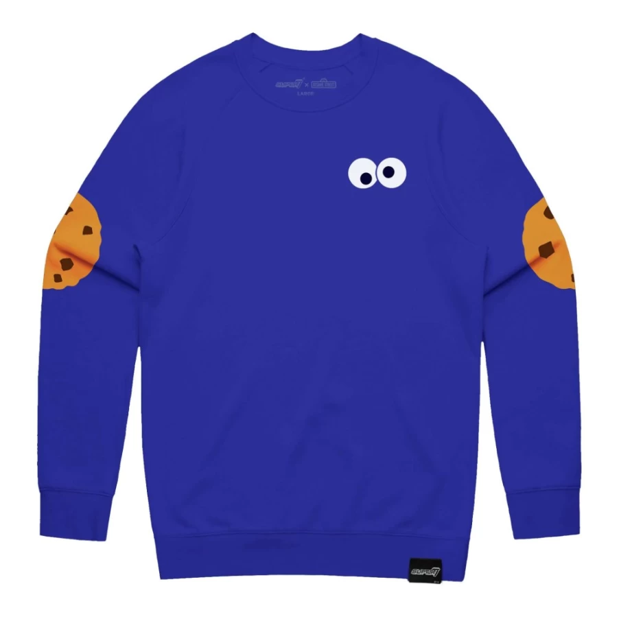 Super7 Cookie Monster Sesame Street Crewneck Sweatshirt - Official Licensed Merchandise
