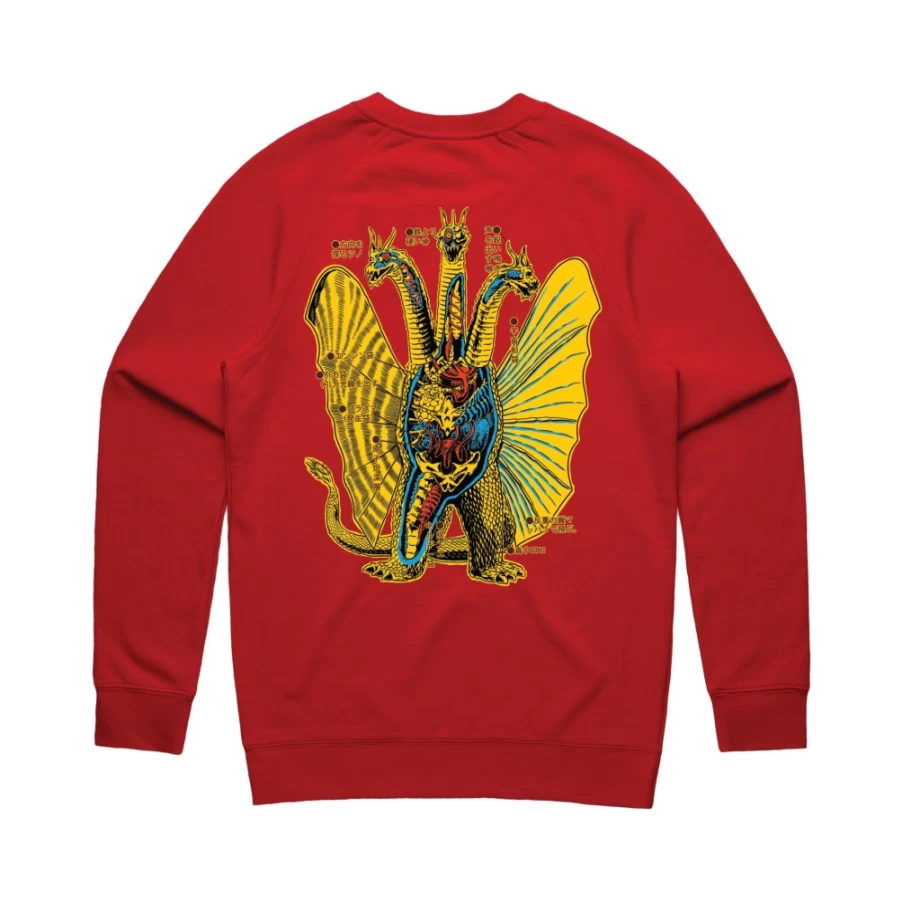 Super7 King Ghidorah Anatomical Graphic Crewneck Sweatshirt - Toho Monsters Official Merchandise