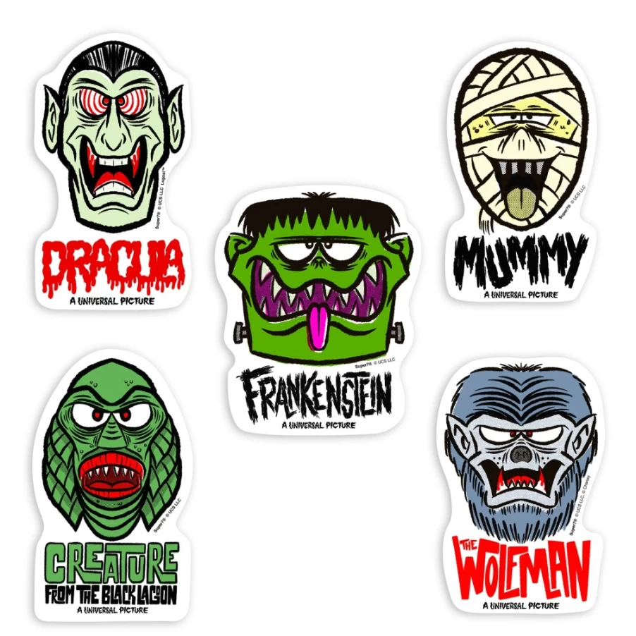 Super7 Universal Monsters Freakyfaces Sticker Pack - Classic Horror Collectible Stickers