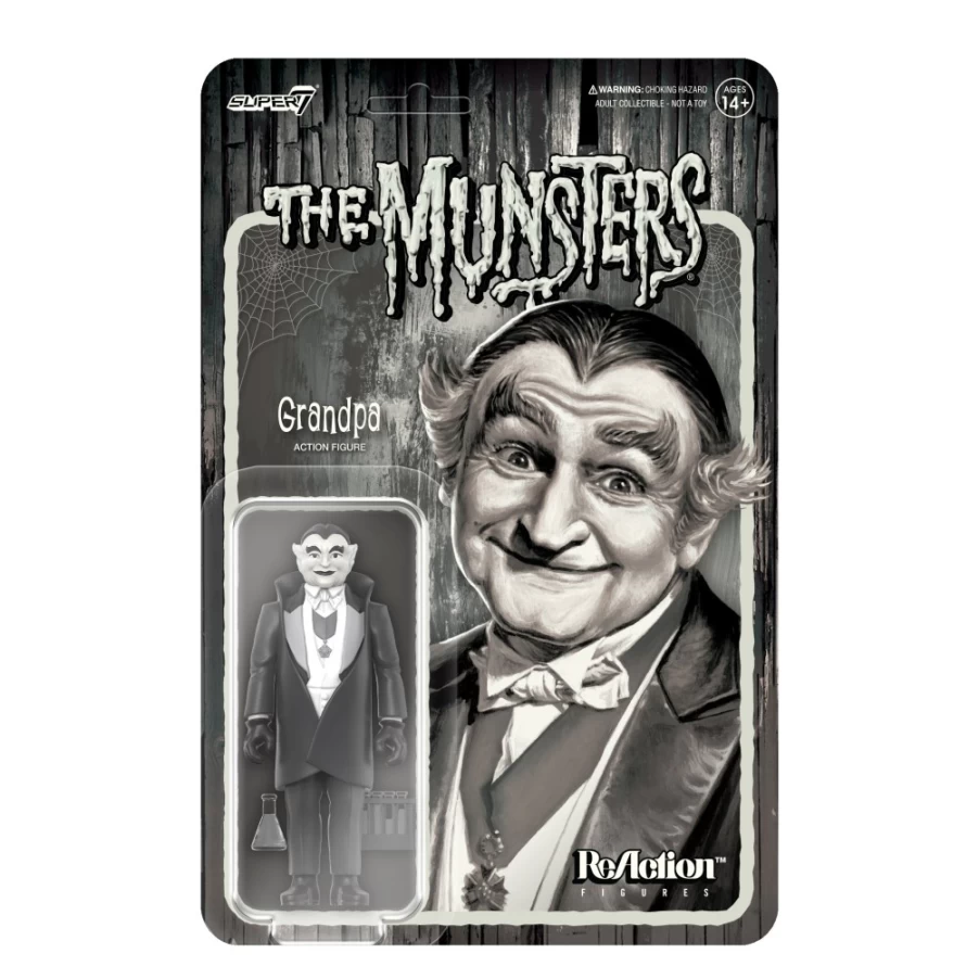 Super7 Munsters Reaction Figures Wave 2 - Grandpa Grayscale Collectible Action Figure