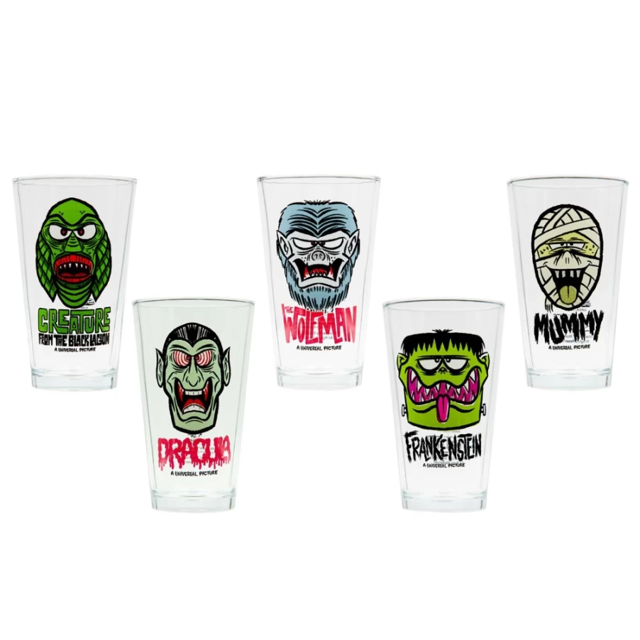 Super7 Universal Monsters Freakyfaces 5-Piece Drinkware Set - Horror-Themed Collectible Cups