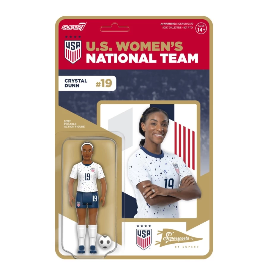 Super7 Uswnt Soccer Reaction Wave 2 - Crystal Dunn Alternate Kit Collectible Figure