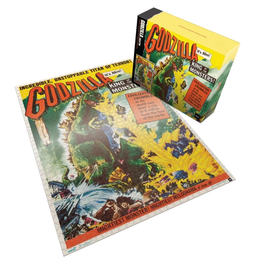 Super7 Toho Puzzle - Godzilla King of The Monsters 1000-Piece Jigsaw Puzzle (U.S. Release One Sheet Poster Art)