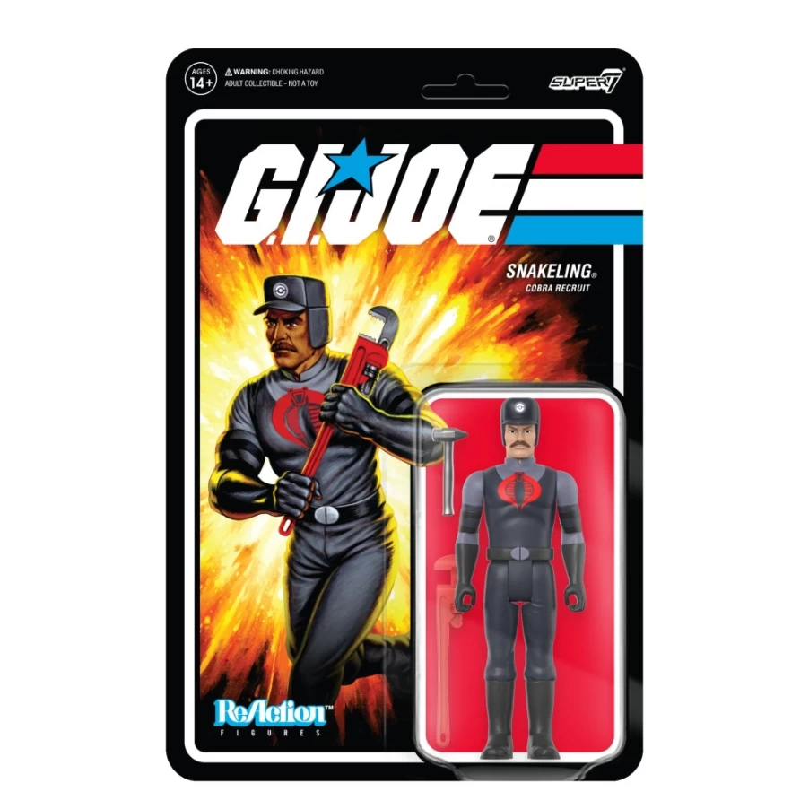 Super7 G.I. Joe Reaction Figures Wave 3 - Cobra Snakeling Factory Worker Action Figure (Tan Mustache Variant)