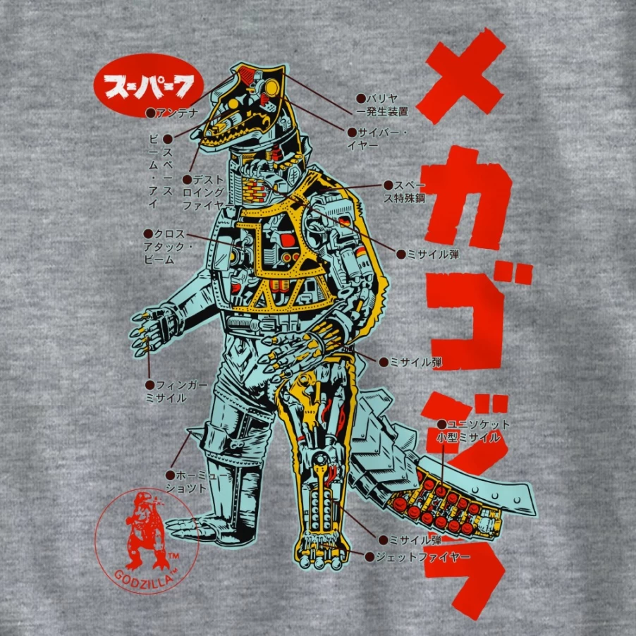 Super7 Mechagodzilla Anatomical Art Ringer T-Shirt - Vintage Kaiju Design Tee