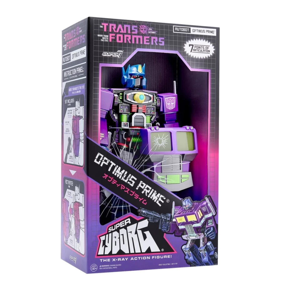 Super7 Transformers Shattered Glass Purple Optimus Prime Super Cyborg Action Figure