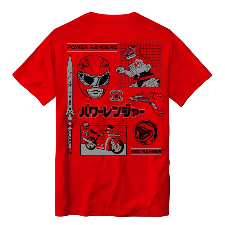 Super7 Mighty Morphin Power Rangers Red Ranger Dino Graphic T-Shirt for Adults & Kids