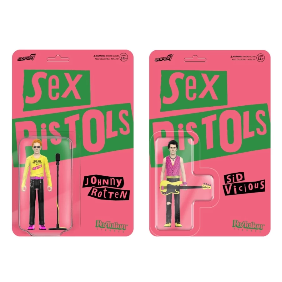 Super7 Sex Pistols Never Mind The Bollocks Reaction Figures Wave 2 - Johnny Rotten & Sid Vicious Collectible Action Figures