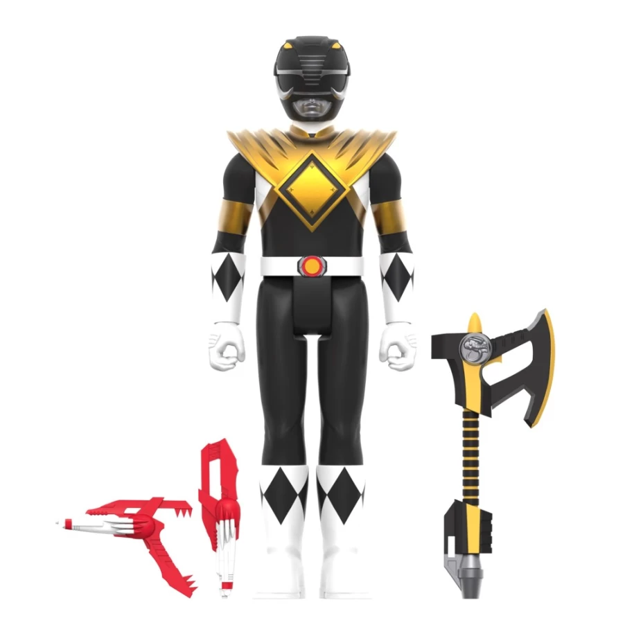 Super7 Mighty Morphin Power Rangers Black Ranger Dragon Shield Action Figure - Wave 4 Collectible