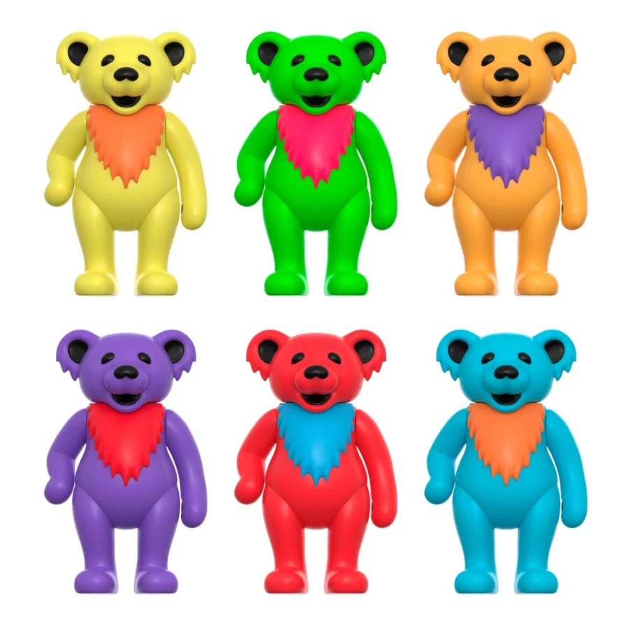 Super7 Grateful Dead Reaction Wave 3 - Glow in the Dark Dancing Bears Collectible Figure Set (6 Pieces)