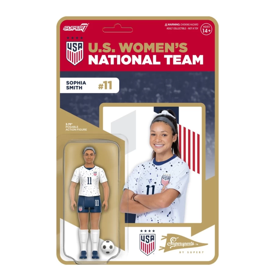 Super7 Uswnt Sophia Smith Alternate Kit Soccer Reaction Wave 2 Action Figure