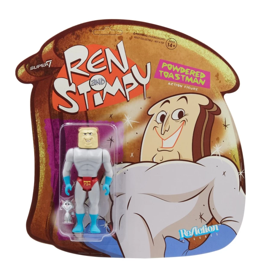Super7 Ren & Stimpy Reaction Wave 1 Powdered Toast Man Collectible Action Figure