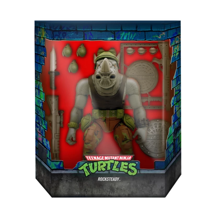Super7 Teenage Mutant Ninja Turtles Ultimates! Wave 3 Rocksteady Action Figure Collectible