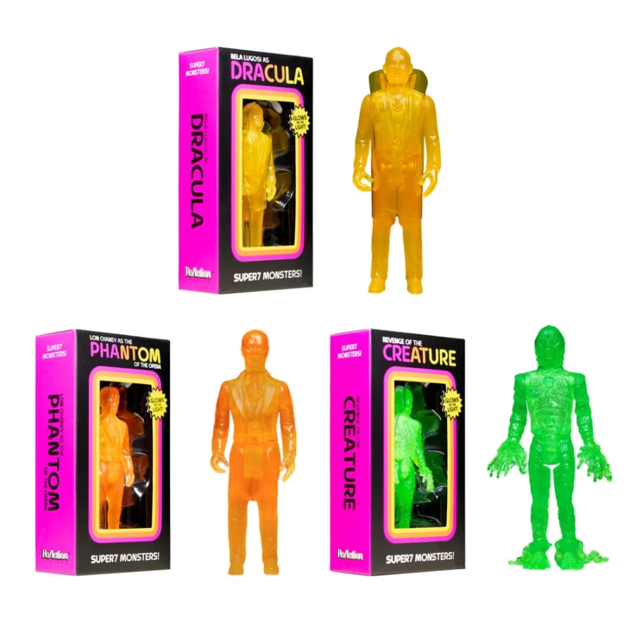 Super7 Universal Monsters Reaction Luminators Full Set - Glow in The Dark Collectible Figures