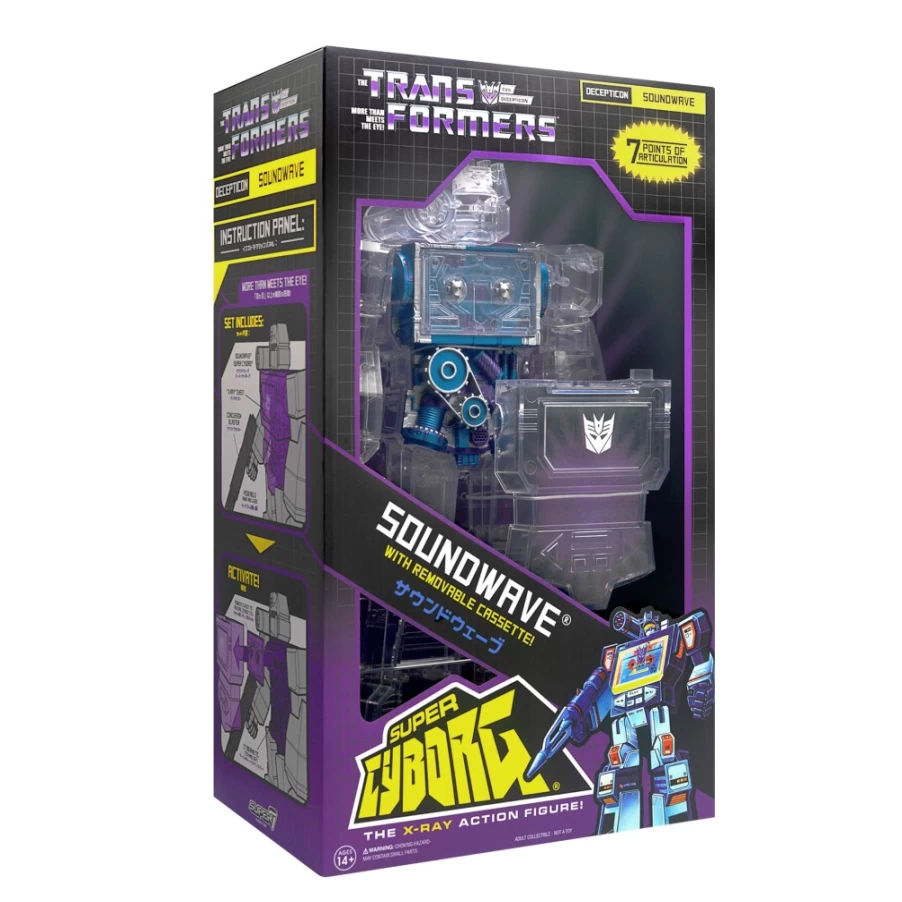 Super7 Transformers Super Cyborg Soundwave Clear Exclusive NYCC 2020 Action Figure