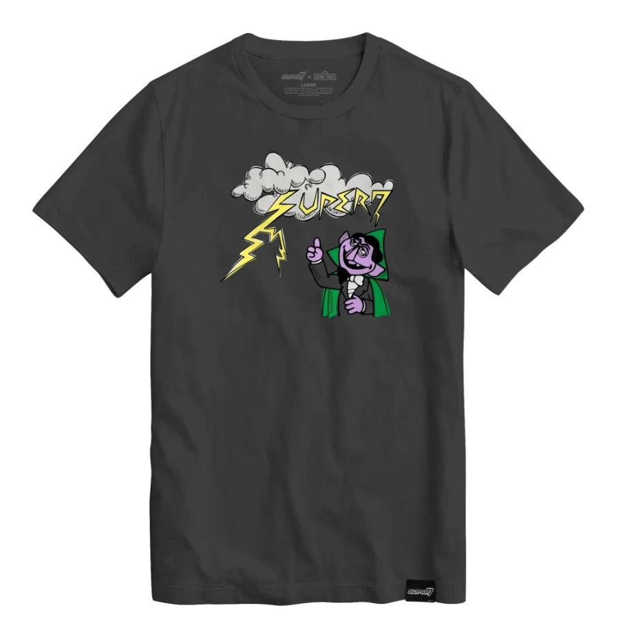 Super7 Sesame Street The Count Storm Graphic T-Shirt for Adults and Kids