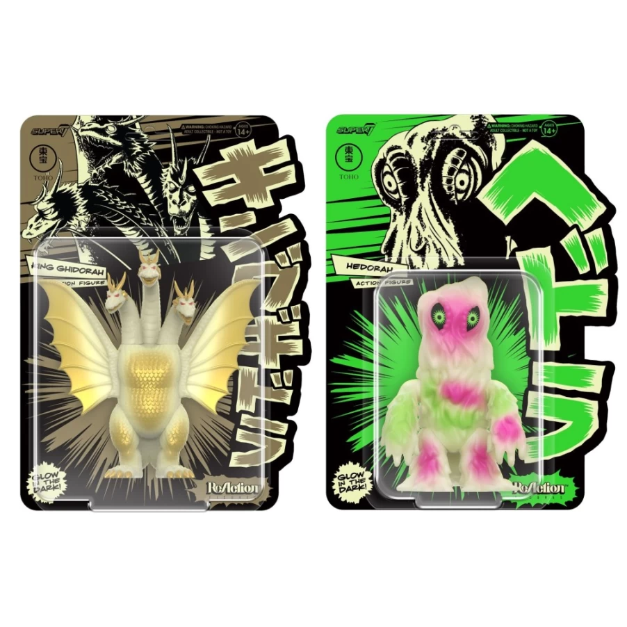Super7 Toho Reaction Figures Wave 2 - Glow in the Dark Hedorah & King Ghidorah Collectible Action Figures
