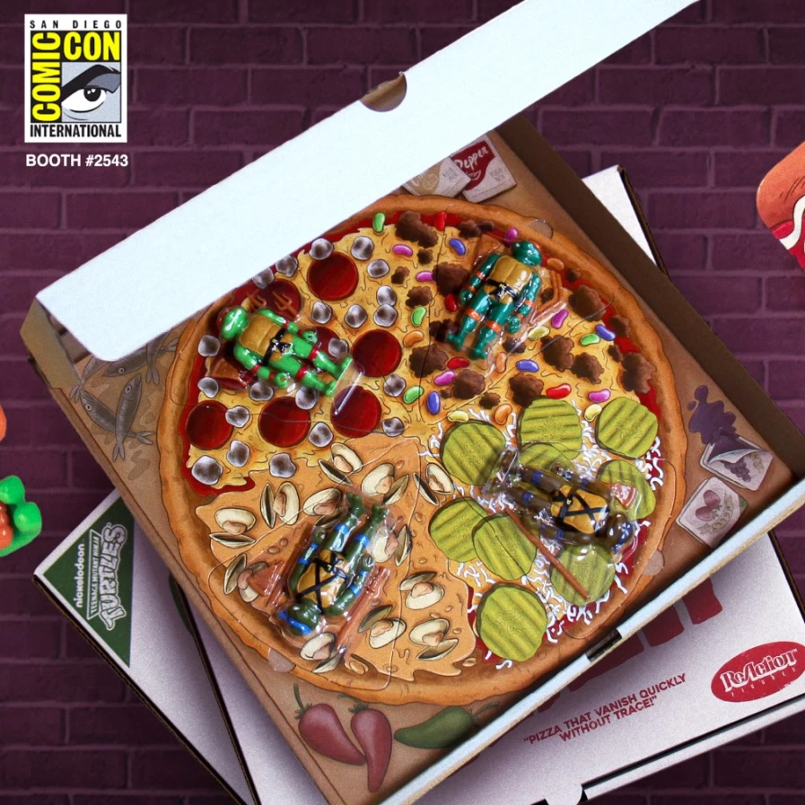 Super7 Teenage Mutant Ninja Turtles SDCC 2019 Exclusive Pizza Box 4-Pack Reaction Figures