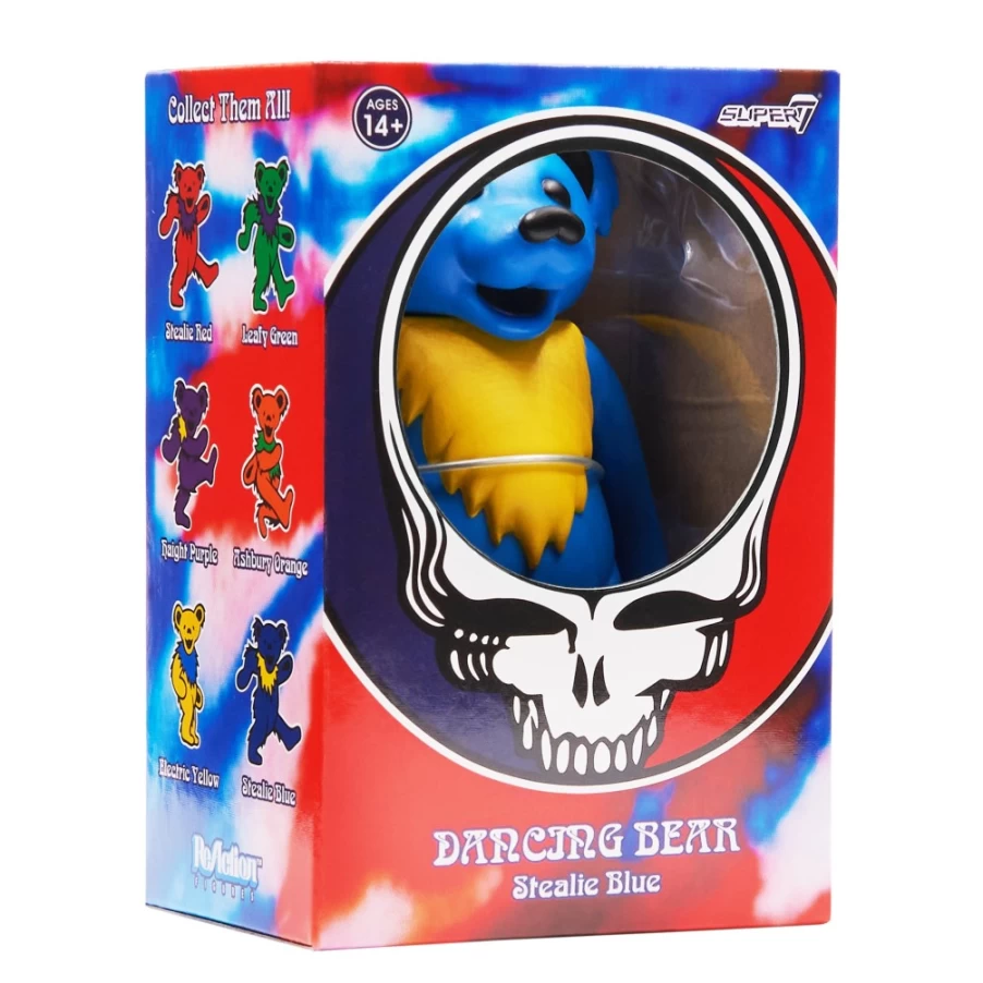 Super7 Grateful Dead Dancing Bear Reaction Figure - Stealie Blue Collectible Toy