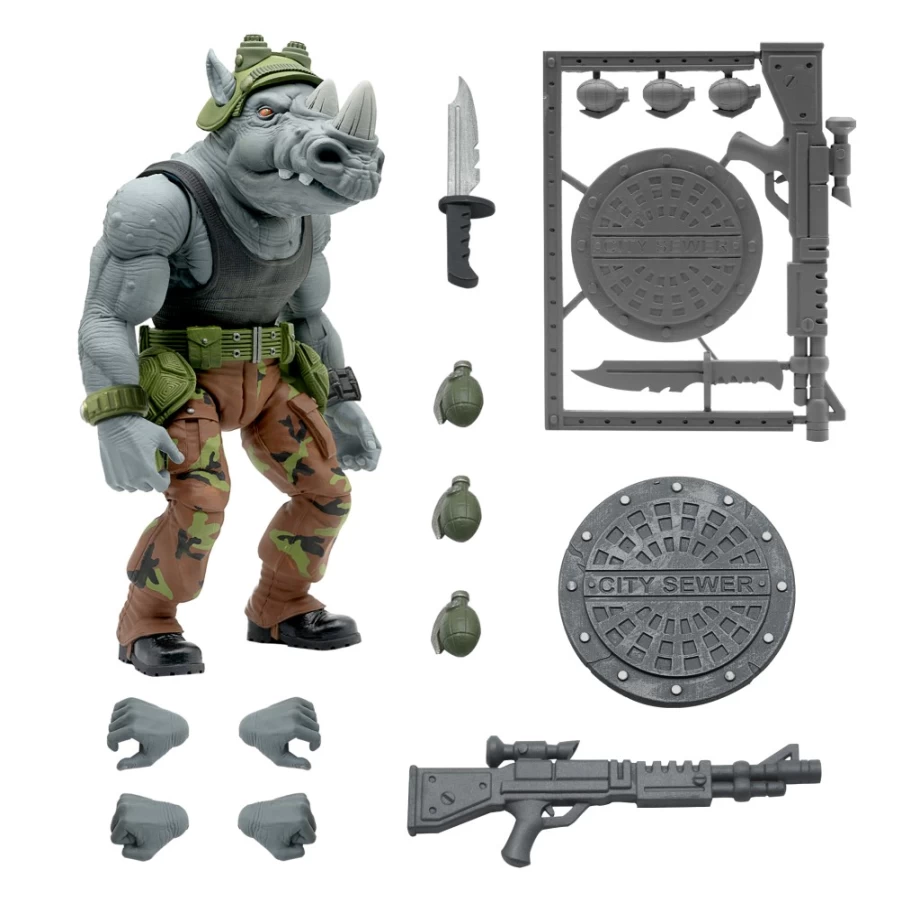 Super7 Teenage Mutant Ninja Turtles Ultimates! Wave 3 Rocksteady Action Figure Collectible