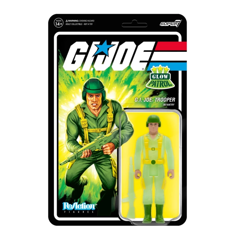 Super7 G.I. Joe Reaction Figures Wave 1B - Greenshirt Glow Patrol Action Figure (Glow in The Dark)
