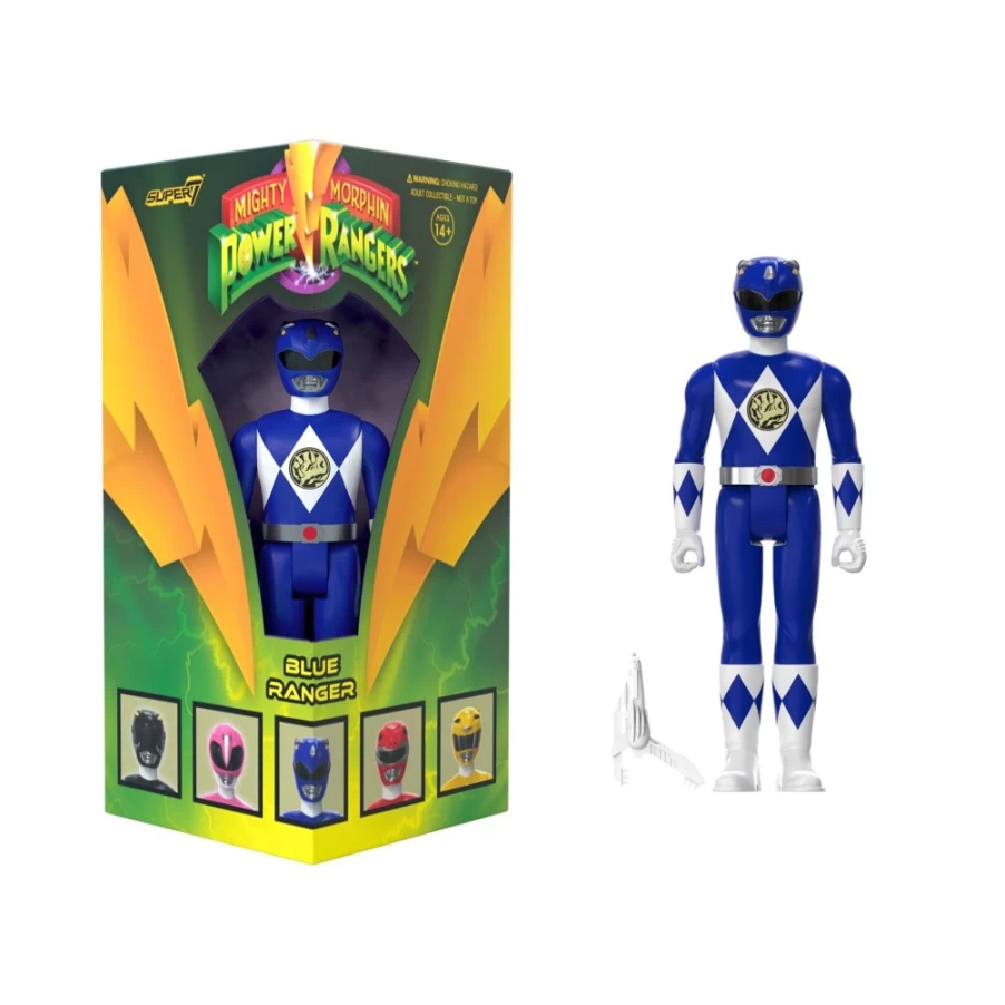 Super7 Mighty Morphin Power Rangers Blue Ranger Action Figure SDCC 2023 Exclusive Triangle Box
