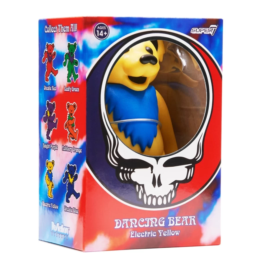Super7 Grateful Dead Dancing Bear Reaction Figure - Electric Yellow Collectible Toy