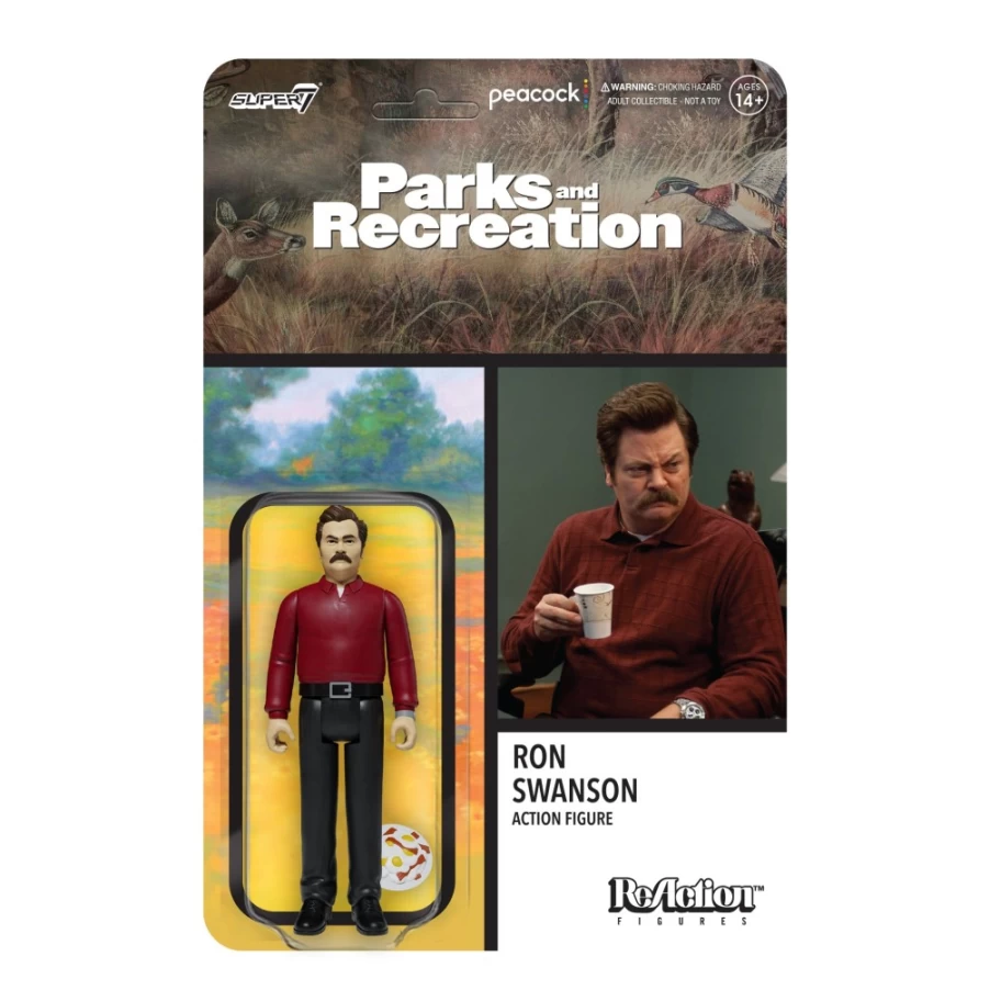 Super7 Parks And Recreation Ron Swanson Reaction Wave 1 Action Figure Collectible