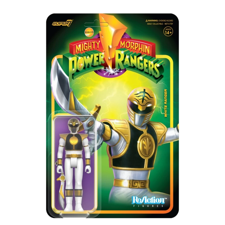 Super7 Mighty Morphin Power Rangers White Ranger Action Figure - Wave 4 Collectible