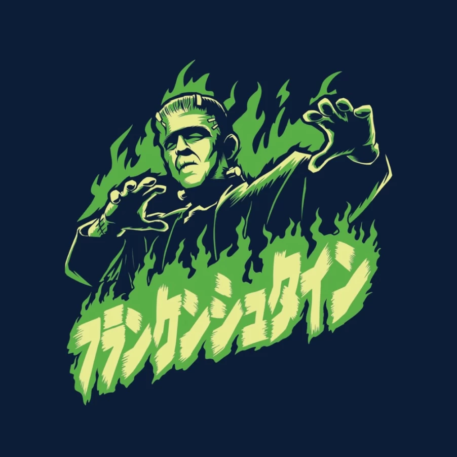 Super7 Universal Monsters Frankenstein Graphic Fire Print T-Shirt for Men & Women