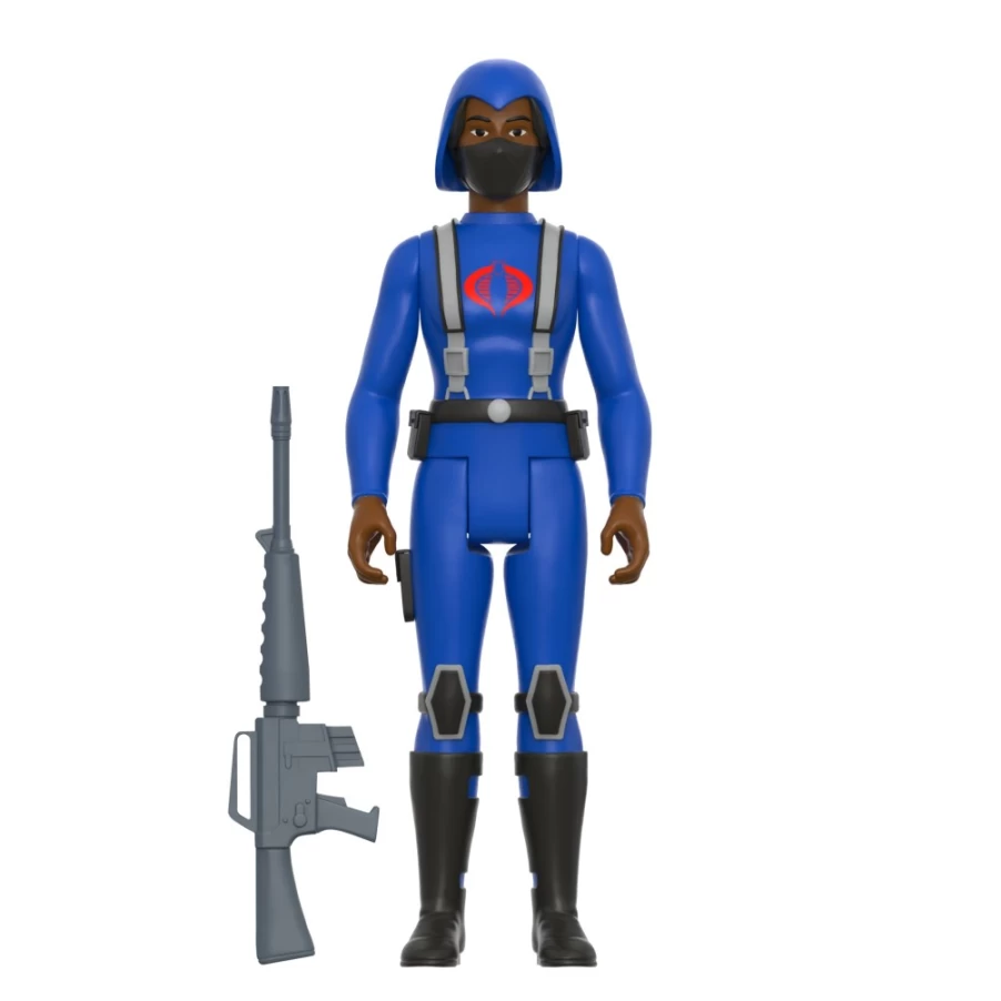 Super7 G.I. Joe Reaction Wave 4 Cobra Female Trooper Action Figure - Short Black Hair (Dark Brown) Collectible Toy