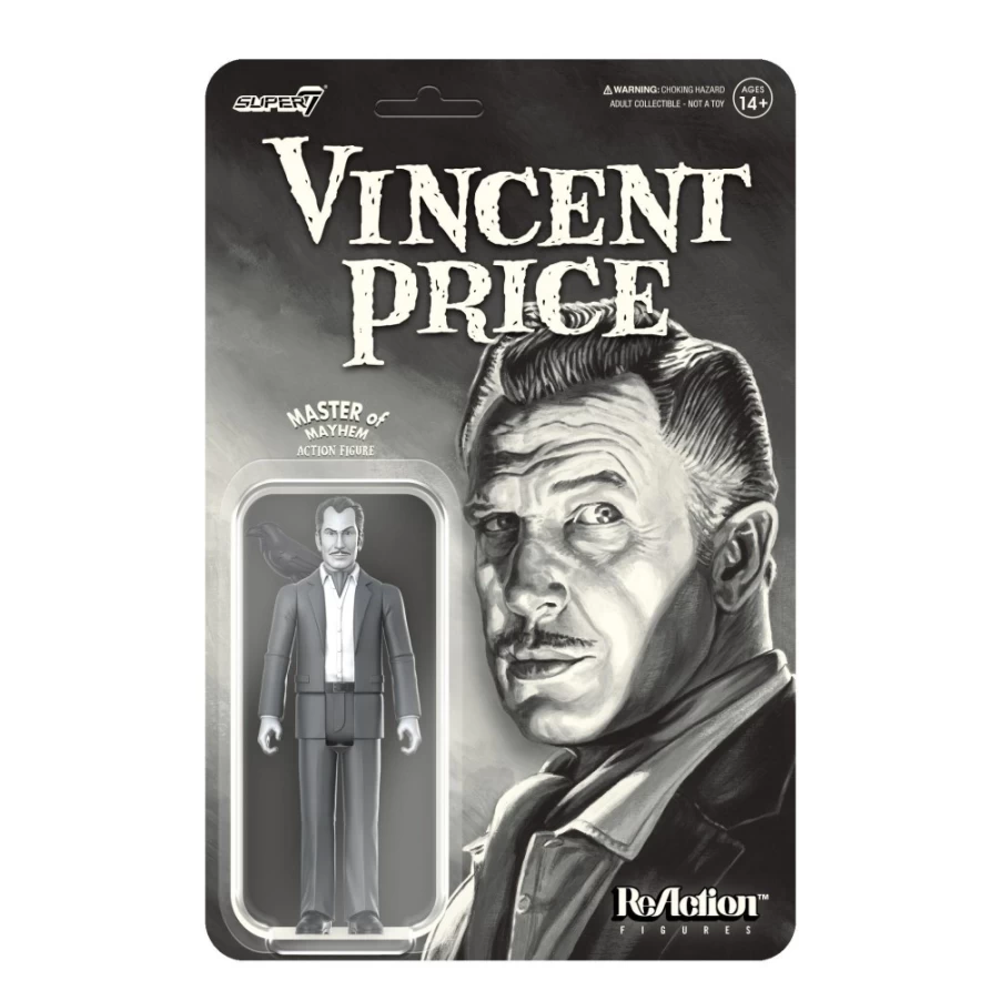 Super7 Vincent Price Reaction Action Figure - Grayscale Collectible