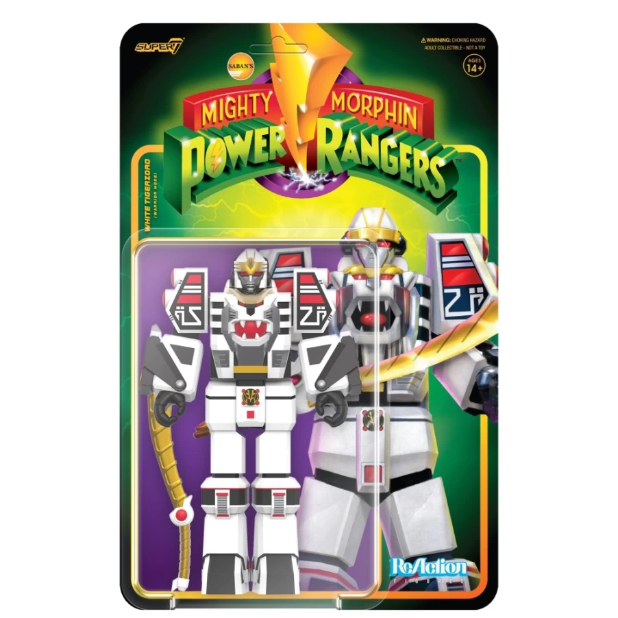 Super7 Mighty Morphin Power Rangers White Tigerzord Warrior Mode Action Figure - Wave 4 Collectible
