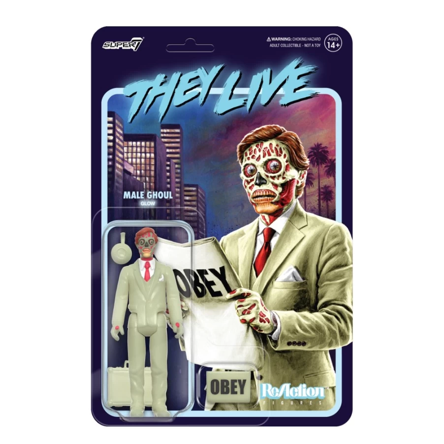 Super7 They Live Glow-in-the-Dark Male Ghoul Action Figure - Reaction Wave 2 Collectible