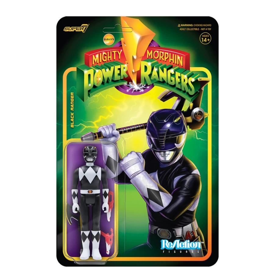 Super7 Mighty Morphin Power Rangers Black Ranger Action Figure - Wave 2 Collectible