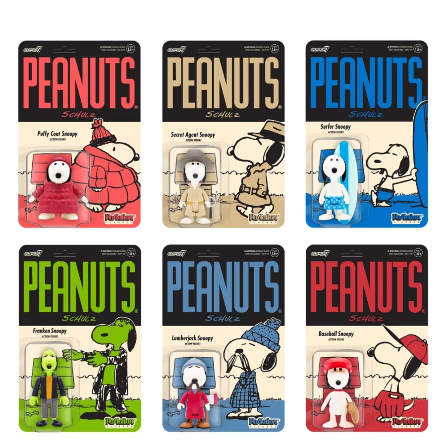 Super7 Peanuts Reaction Wave 5 Action Figure Set - 6 Collectible Figures