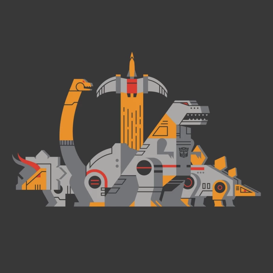 Super7 Transformers Dinobots Geometric Design T-Shirt for Men & Women