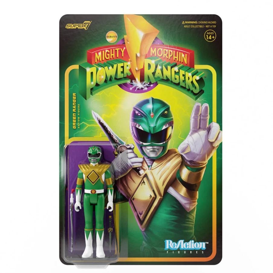 Super7 Mighty Morphin Power Rangers Green Ranger Reaction Figure Wave 1 Collectible Toy