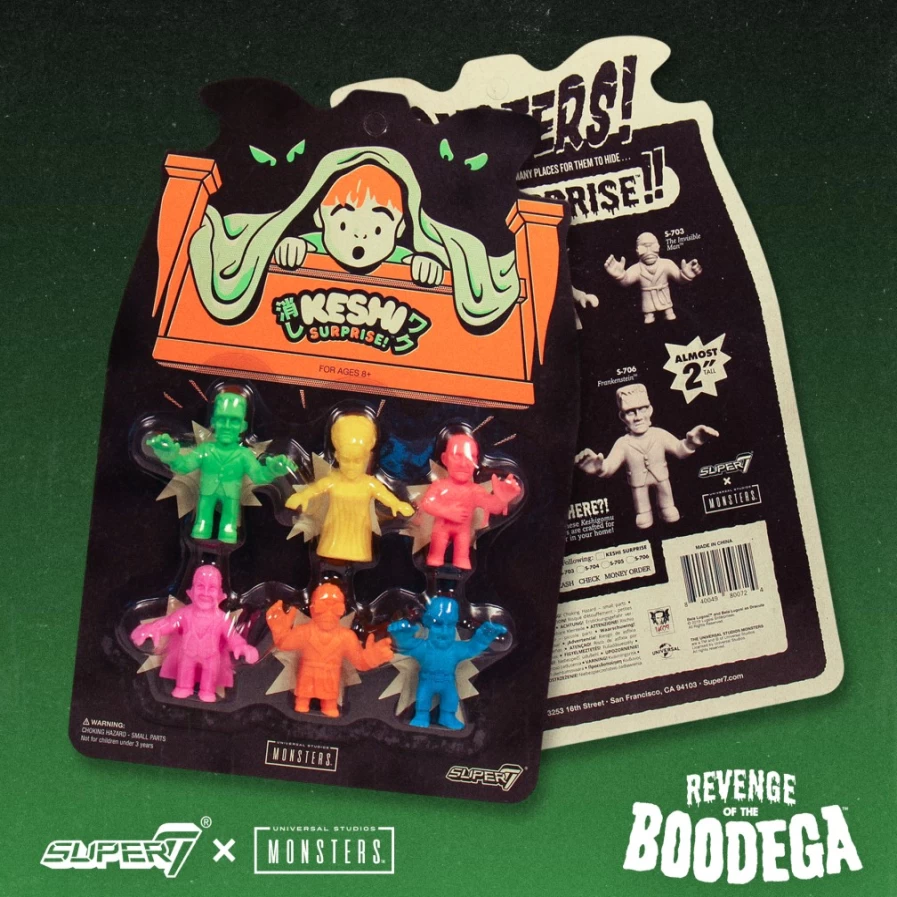 Super7 Universal Monsters Keshi 6-Pack: Wolf Man, Invisible Man, Dracula, Frankenstein, Bride & Mummy Action Figures