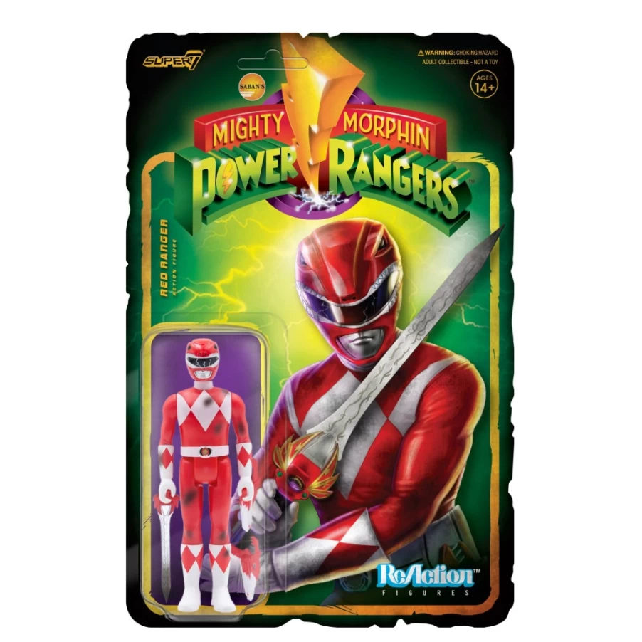 Super7 Mighty Morphin Power Rangers Red Ranger Battle Damaged Action Figure Collectible