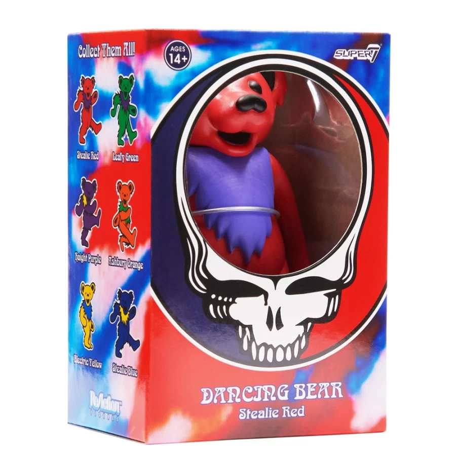 Super7 Grateful Dead Dancing Bear Reaction Figure - Stealie Red Collectible Toy