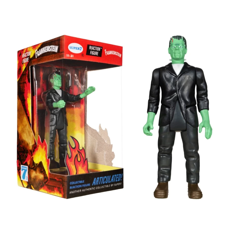 Super7 Universal Monsters Reaction Frankenstein Action Figure - Fire Box Edition Collectible Toy
