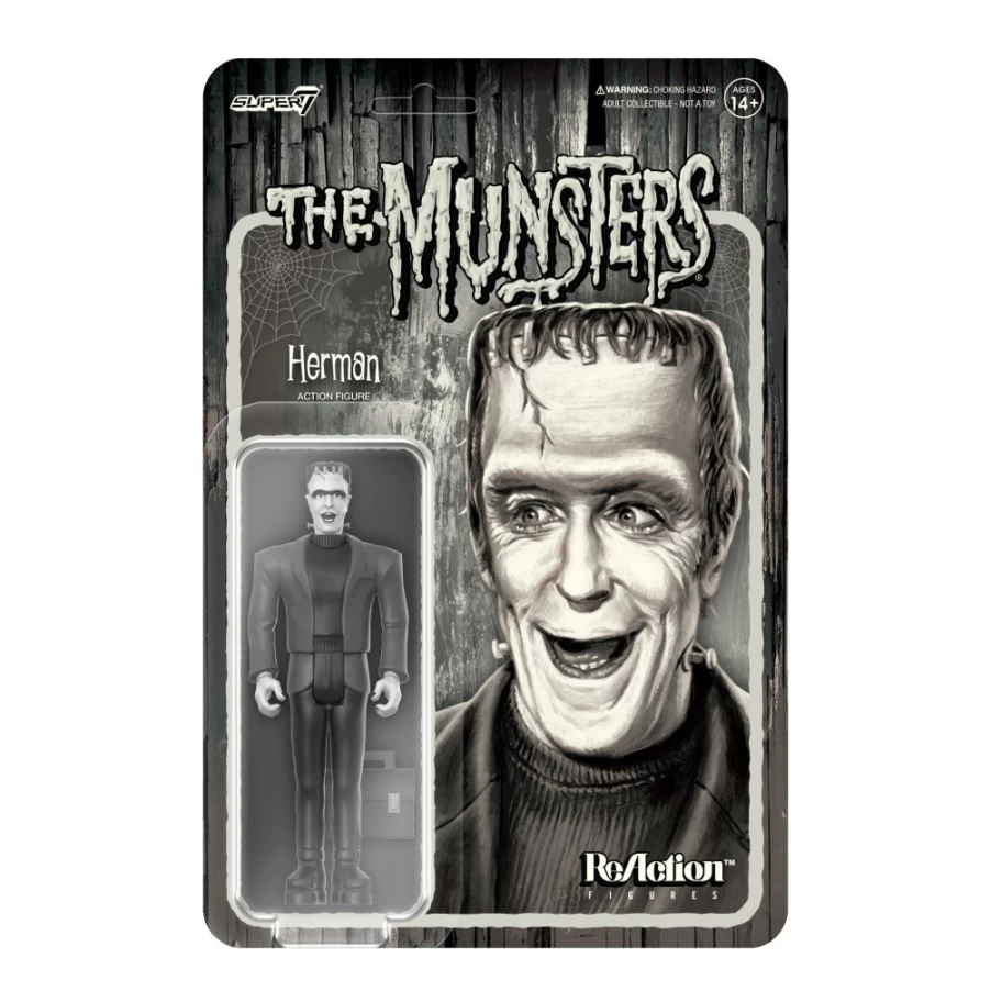 Super7 Munsters Reaction Figures Wave 2 - Herman Munster Grayscale Collectible Action Figure